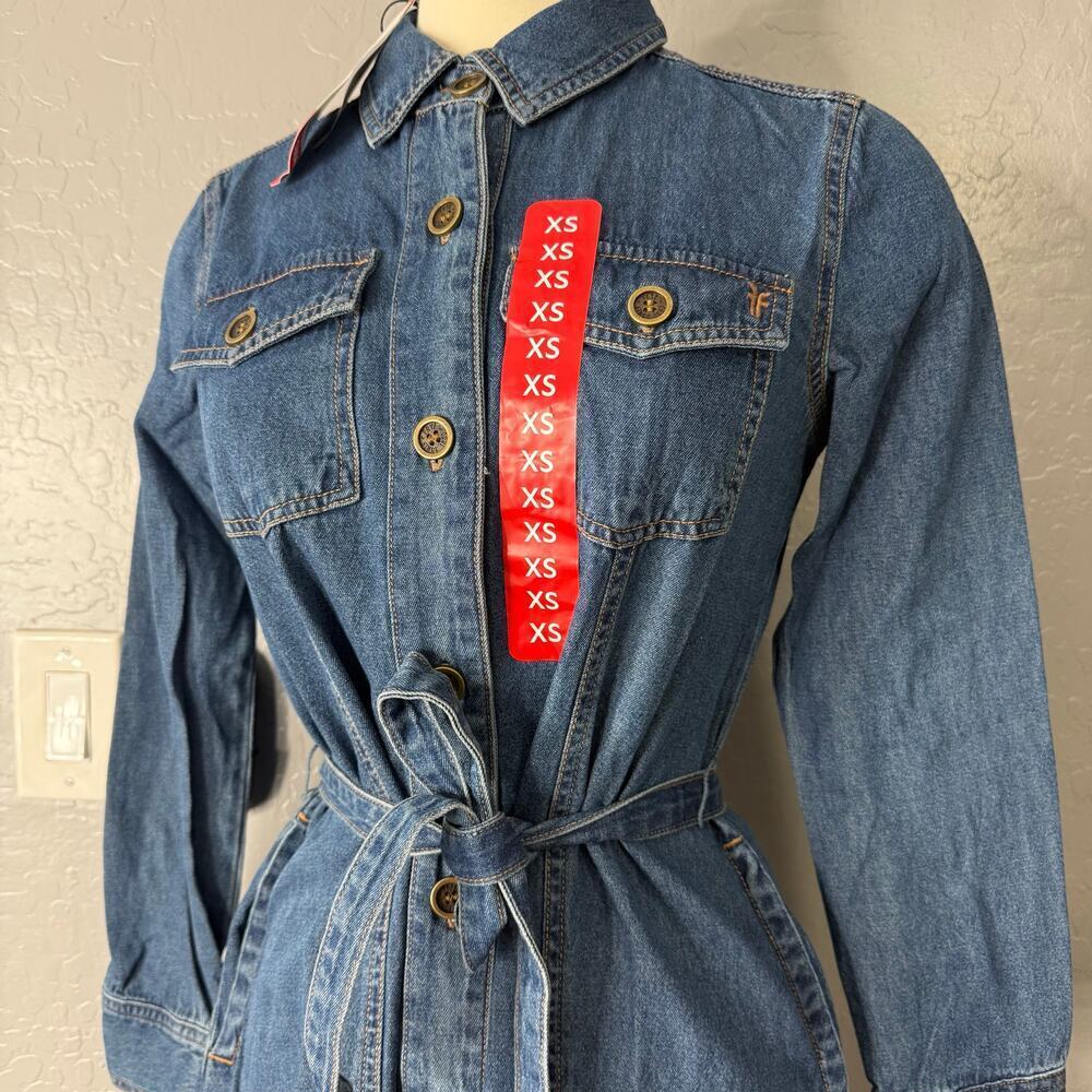 Frye Women's Belted Denim Long-Sleeve Midi Shirtdress, XS - Picture 4 of 6